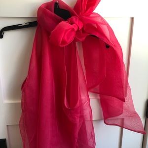 Zara pink organza sleeve blouse with long ties